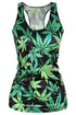 Sexy Green Leaves Print Adult Waistcoat